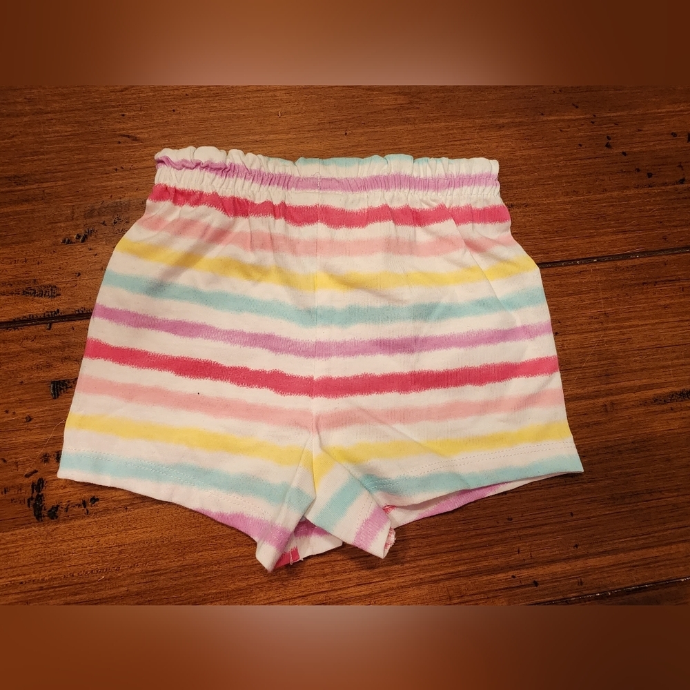 Garanimals Girls Paperbag Knit Short 2-pc Set Pink/Stripes 12mo - Picture 6 of 7